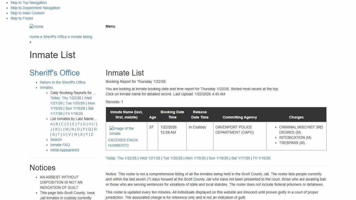Inmate List - Scott County Iowa